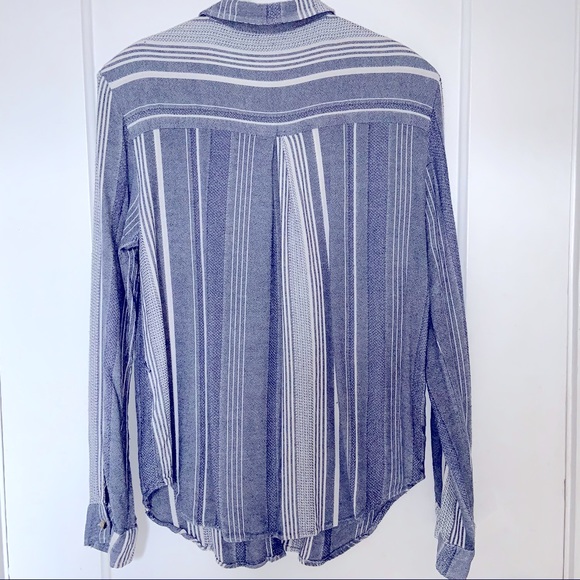 Anthropologie Maeve Blue Stripe Button Down Blouse - Picture 2 of 5